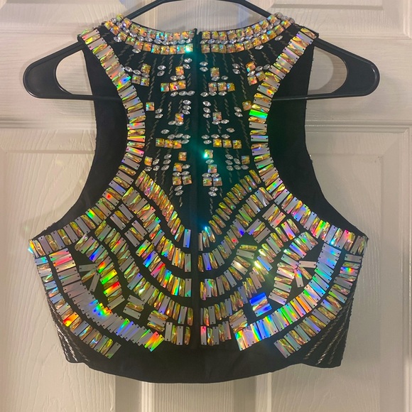 Bebe Show Stopper Sequin Sleeveless Crop Top - Picture 8 of 15